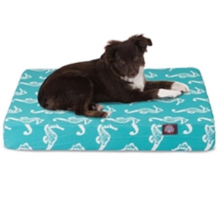 MAJESTIC PET Teal Sea Horse Small Orthopedic Memory Foam Rectangle Dog Bed 78899551253